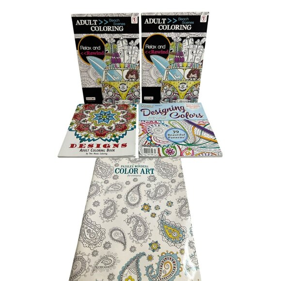 New Adult Mandalas and Designs Coloring Books Set of 5 - Picture 1 of 7